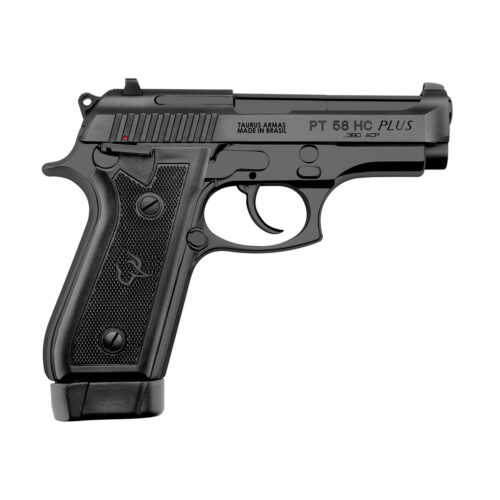 Pistola Taurus 58 HC Plus .380 ACP em aço carbono acabamento fosco vista lateral