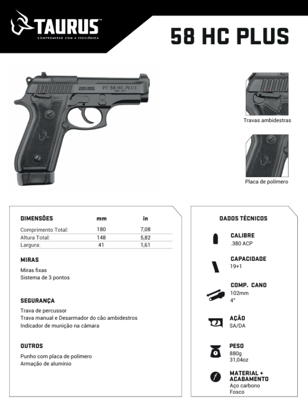 Pistola Taurus 58 HC Plus