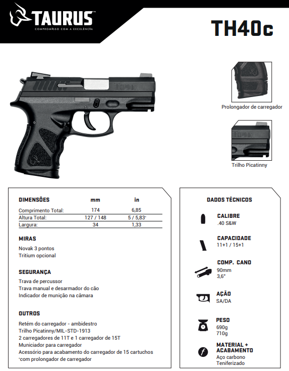 Pistola Taurus TH40c