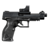 Pistola Taurus TX22 Competition .22 LR em aço carbono anodizado preto com mira ótica vista lateral