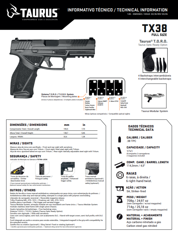 Pistola Taurus TX38