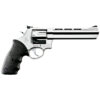 revolver-taurus-608-357-magnum Revólver Taurus RT 608 .357 Magnum em aço inox alto brilho com cano ventilado de 6,5 polegadas e empunhadura de borracha vista lateral