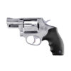 revolver-taurus-817-bulldog-inox- Revólver Taurus RT 817 .38 SPL compacto em aço inox alto brilho com cano de 2 polegadas e compensador de recuo vista lateral esquerda
