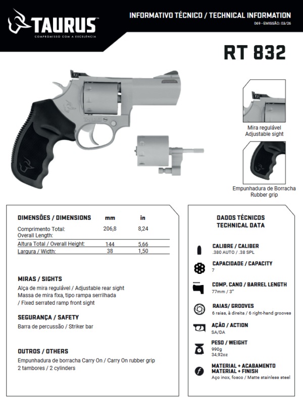 Revólver Taurus RT 832